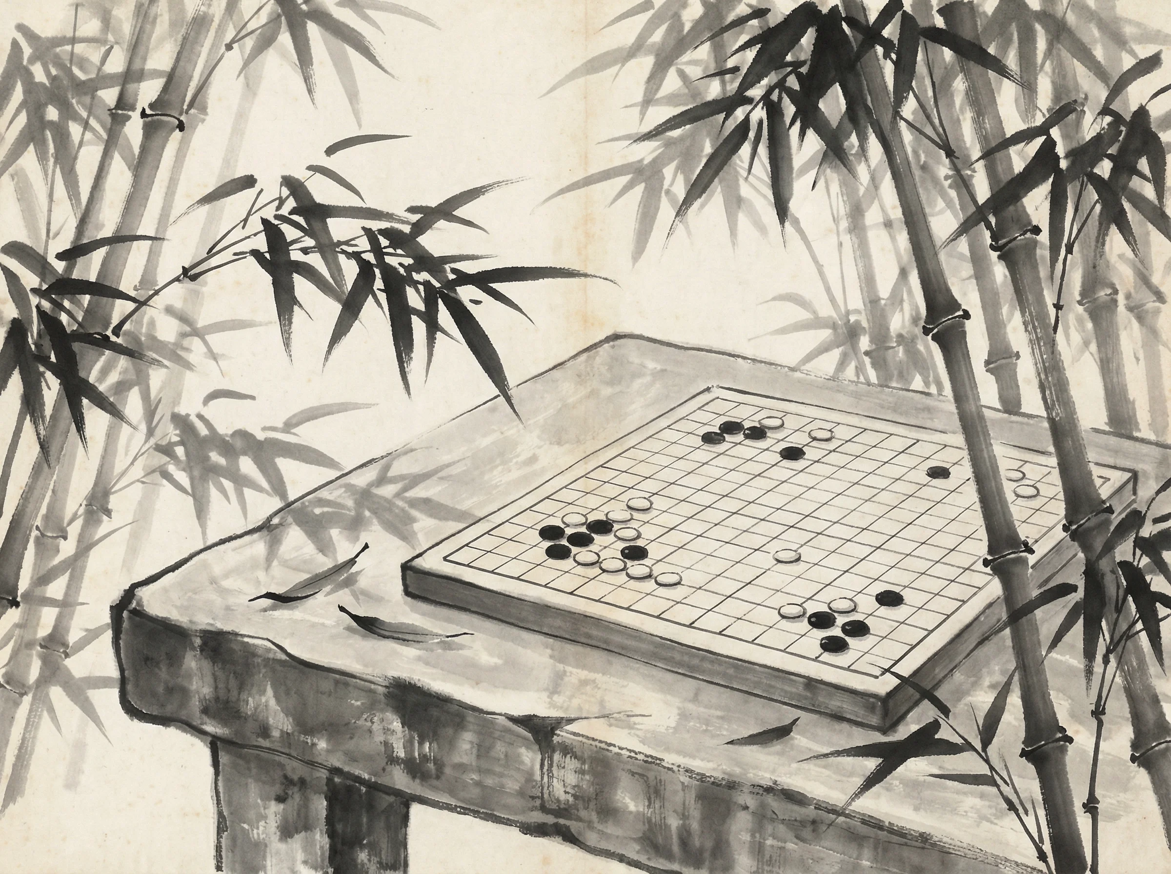 竹林棋盘上的 鸿运棋牌 经典布局